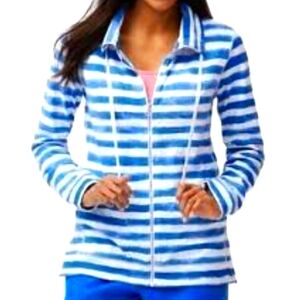 Tommy Bahama blue stripe zip beach jacket